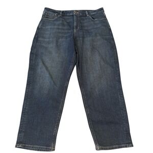 American Eagle Curvy Mom Jeans Womens 16 Short Dark Wash High Rise Denim